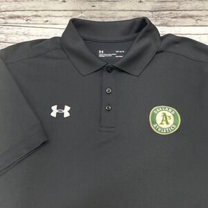 Under Armour Oakland Athletics Mens Polo Shirt Large Black Performance Golf